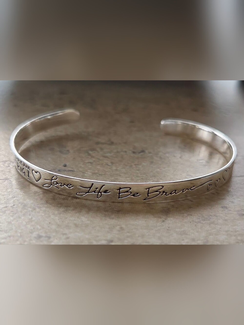 LA Rocks 925 Sterling Silver Inspirational Quote Cuff Bracelet - Picture 7 of 9
